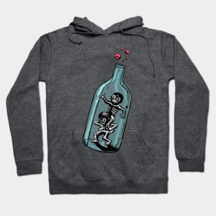 Playing skeletons in glass bottle Hoodie